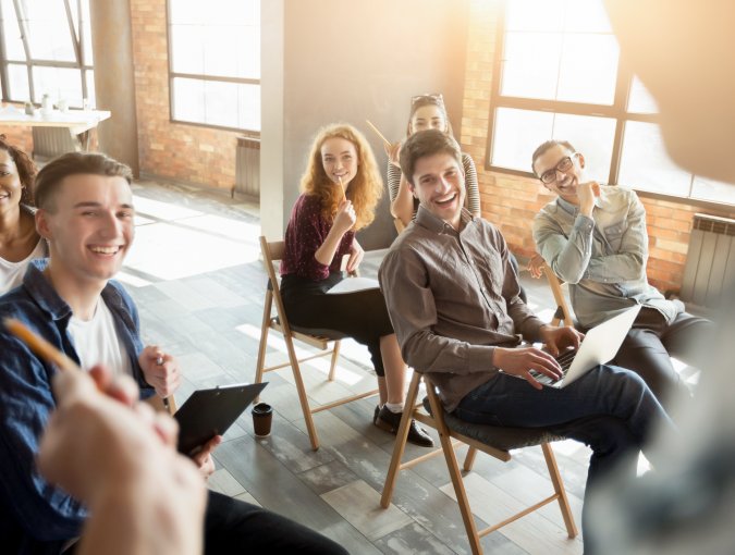 Interesting workshop. Laughing audience listening to speaker, copy space © Prostock-studio - stock.adobe.com
